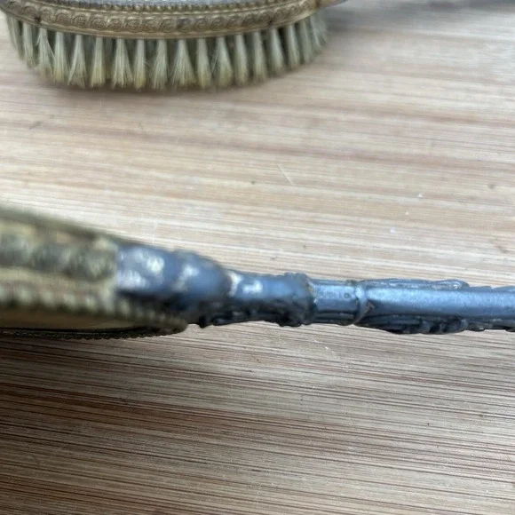 Apollo Hand Mirror & Brush Set Ormolu Filigree Floral Vanity Hollywood Regency Vanity Mirrors